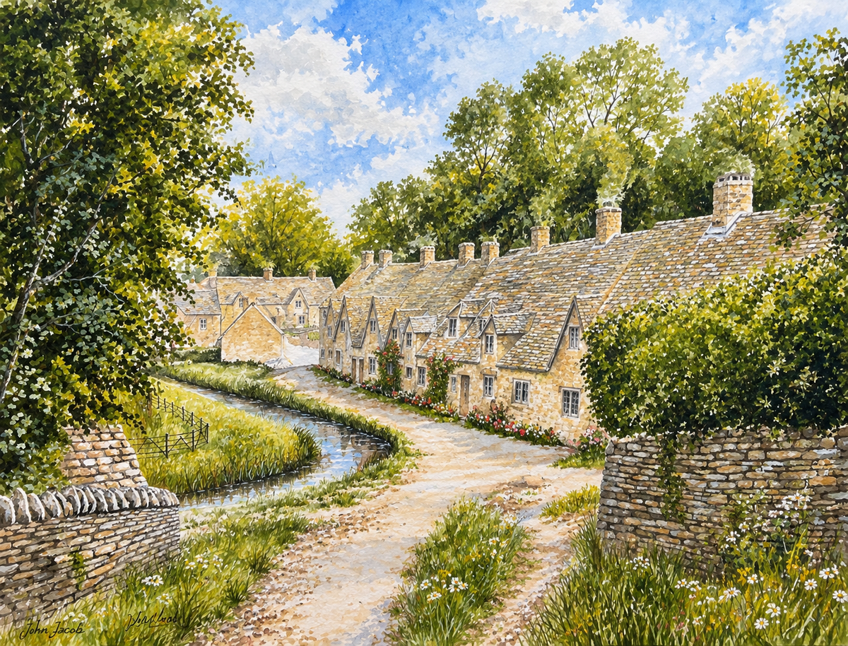 Summer Village by the Stream